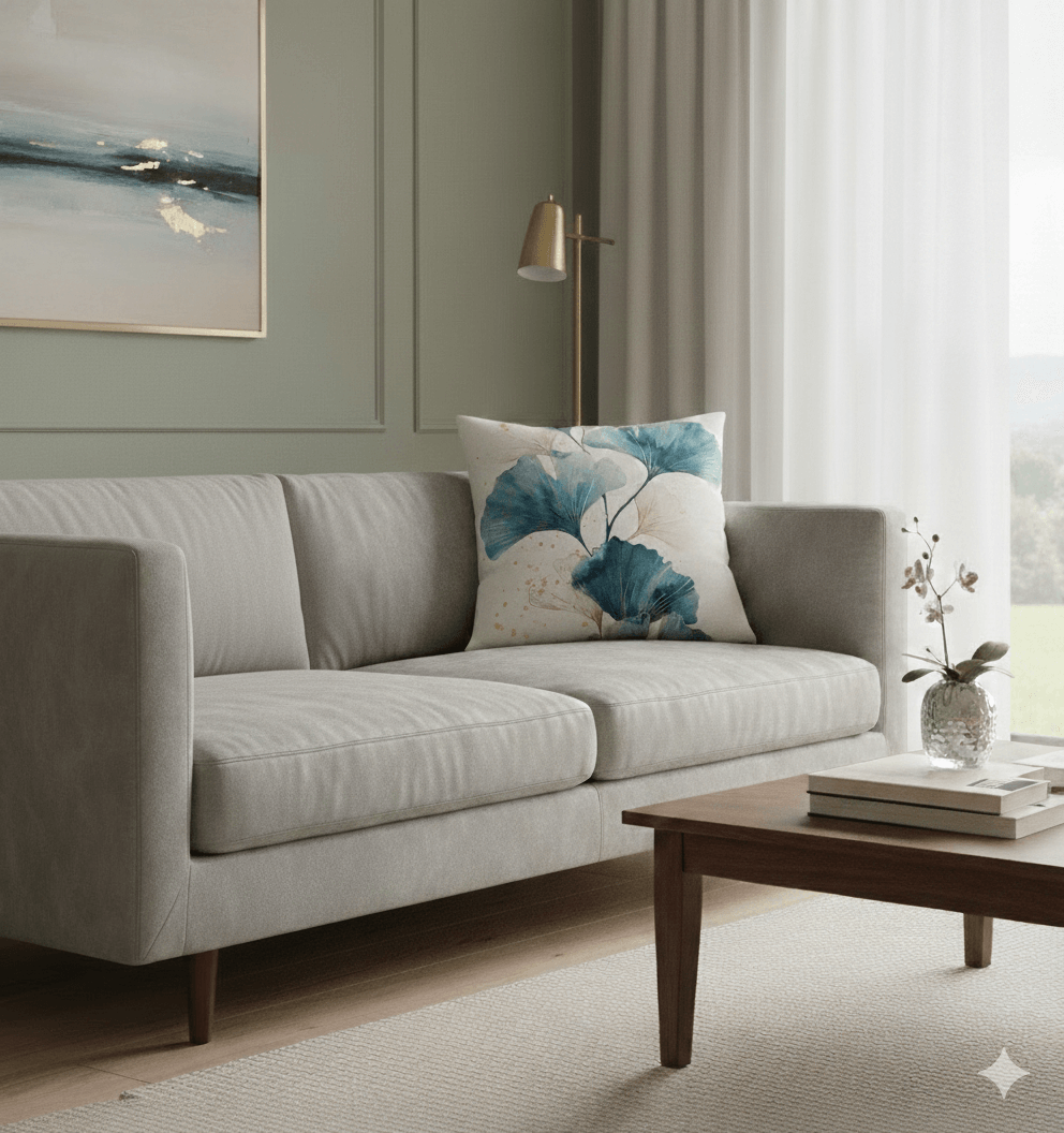 Cojín botánico azul 45x45 cm - Cojines Colombia