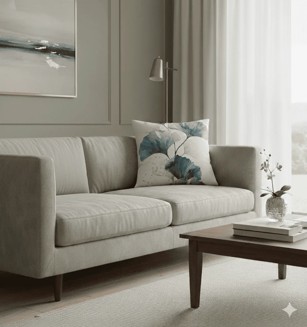 Cojín botánico azul 45x45 cm - Cojines Colombia