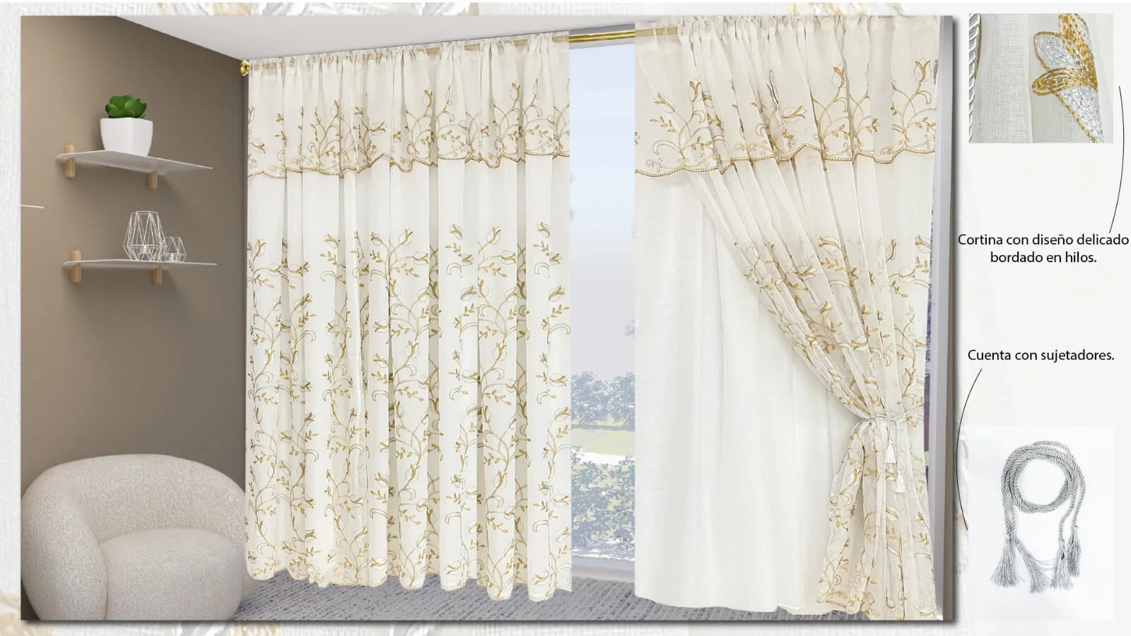 Cortina velo alheli 140cmx237cm - Cortinas Colombia