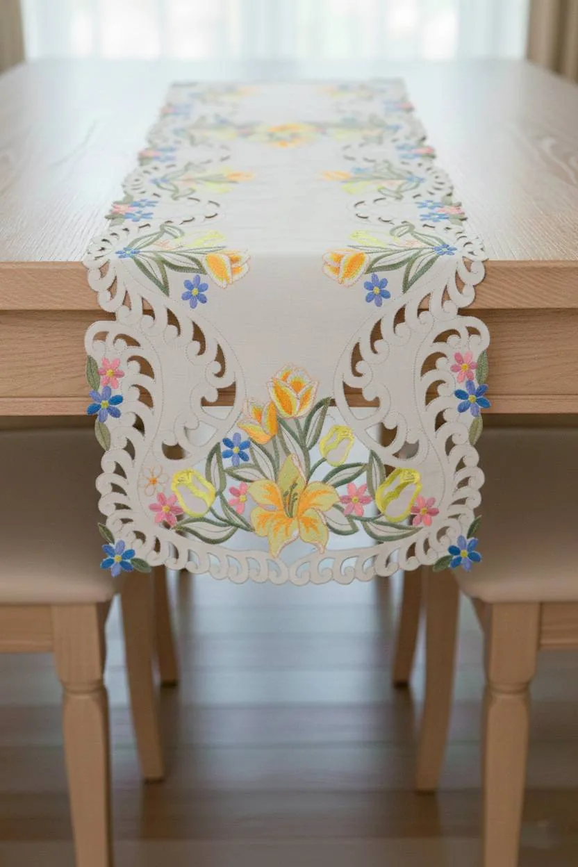 Camino de mesa bordado 8102 40cmx180cm - Mantelería | D' Ensueño