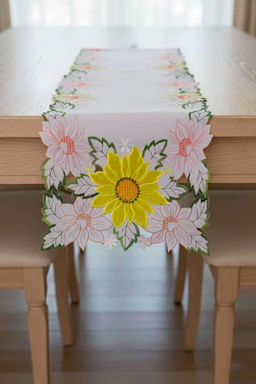 Camino de mesa bordado 8603 40cmx180cm - Mantelería | D' Ensueño