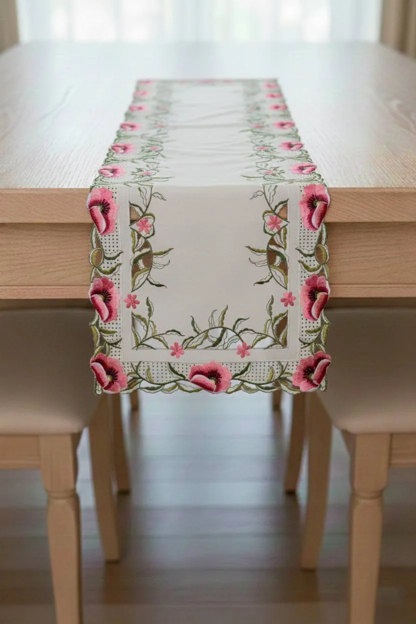 Camino de mesa bordado 8153 40cmx180cm - Mantelería | D' Ensueño