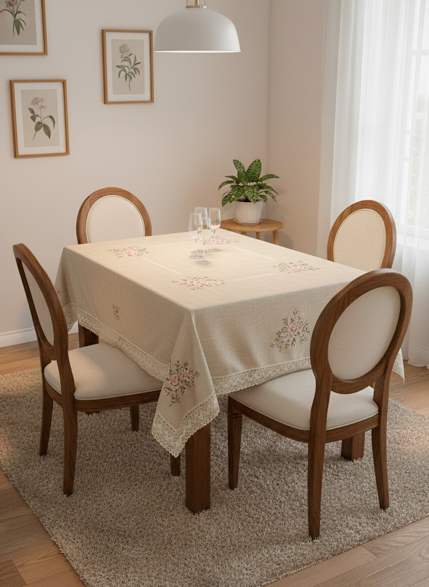 Mantel lino cintas 180cmx180cm - Mantelería | D' Ensueño