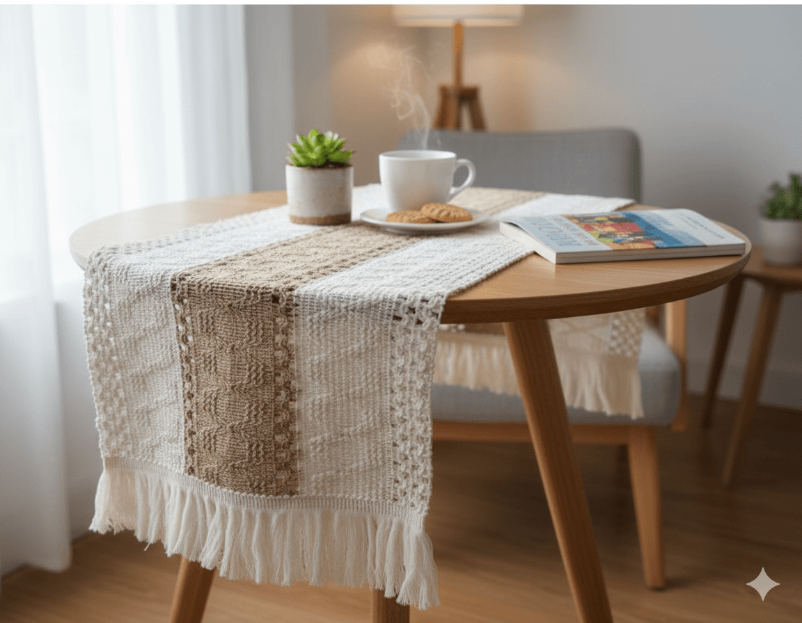 Camino de mesa boho macramé 30cmx47cm - Mantelería Colombia