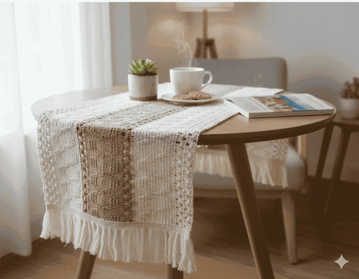 Camino de mesa boho macramé 30cmx47cm - Mantelería | D' Ensueño
