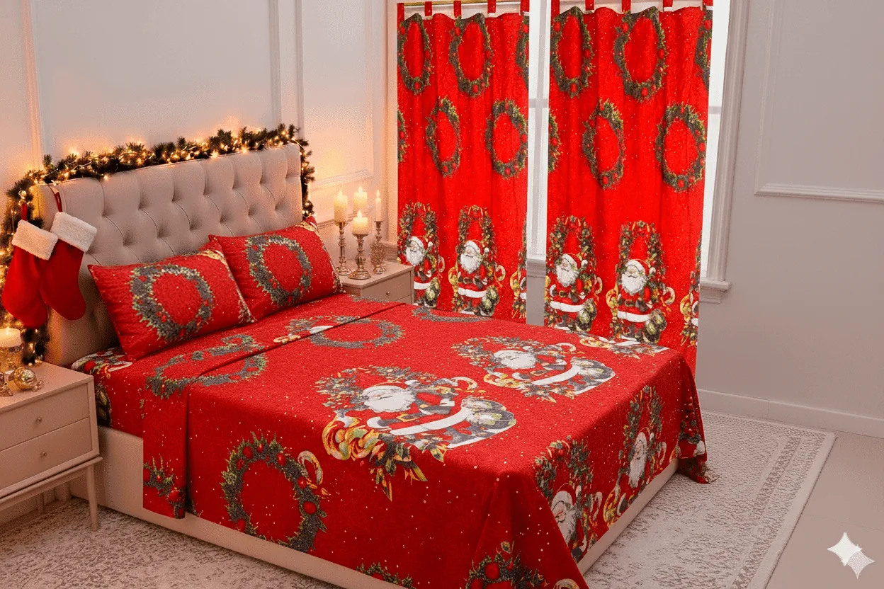 Juego de sábanas + cortinas doble - Navidad 2025 | D' Ensueño
