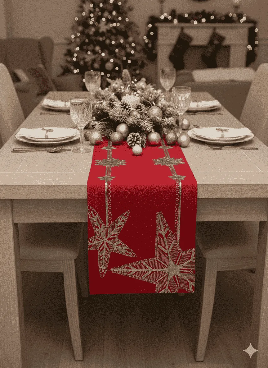 Camino de mesa navideño estrella - Navidad 2025 | D' Ensueño