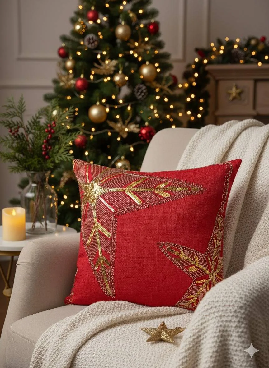 Cojín navideño estrella - Navidad 2025 | D' Ensueño