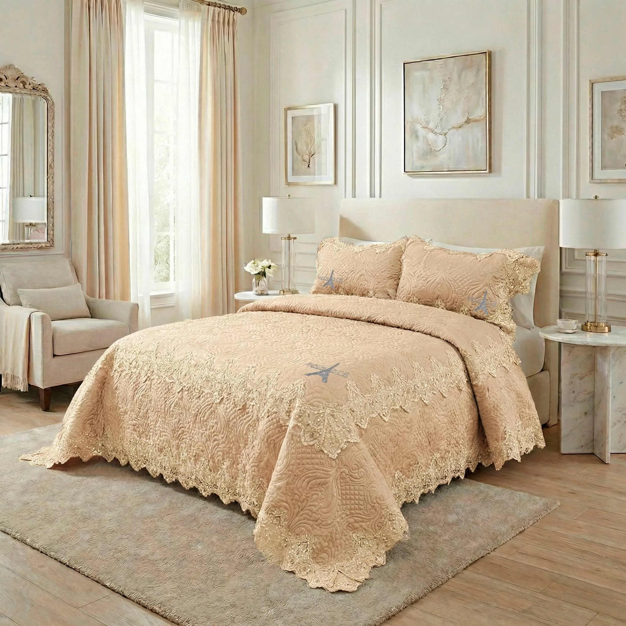 Tendido de cama perlas fullqueen - Tendidos premium | D' Ensueño