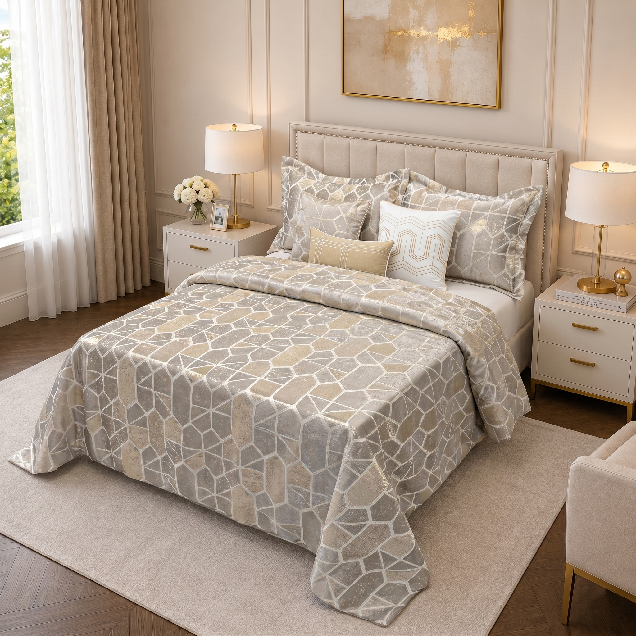 Tendido de cama fiorena queen - Tendidos premium | D' Ensueño
