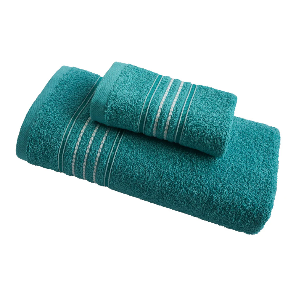 Juego de toallas melocotón 1 de manos + 1 de cuerpo 2 unidades verde 450gr - Toallas | D' Ensueño