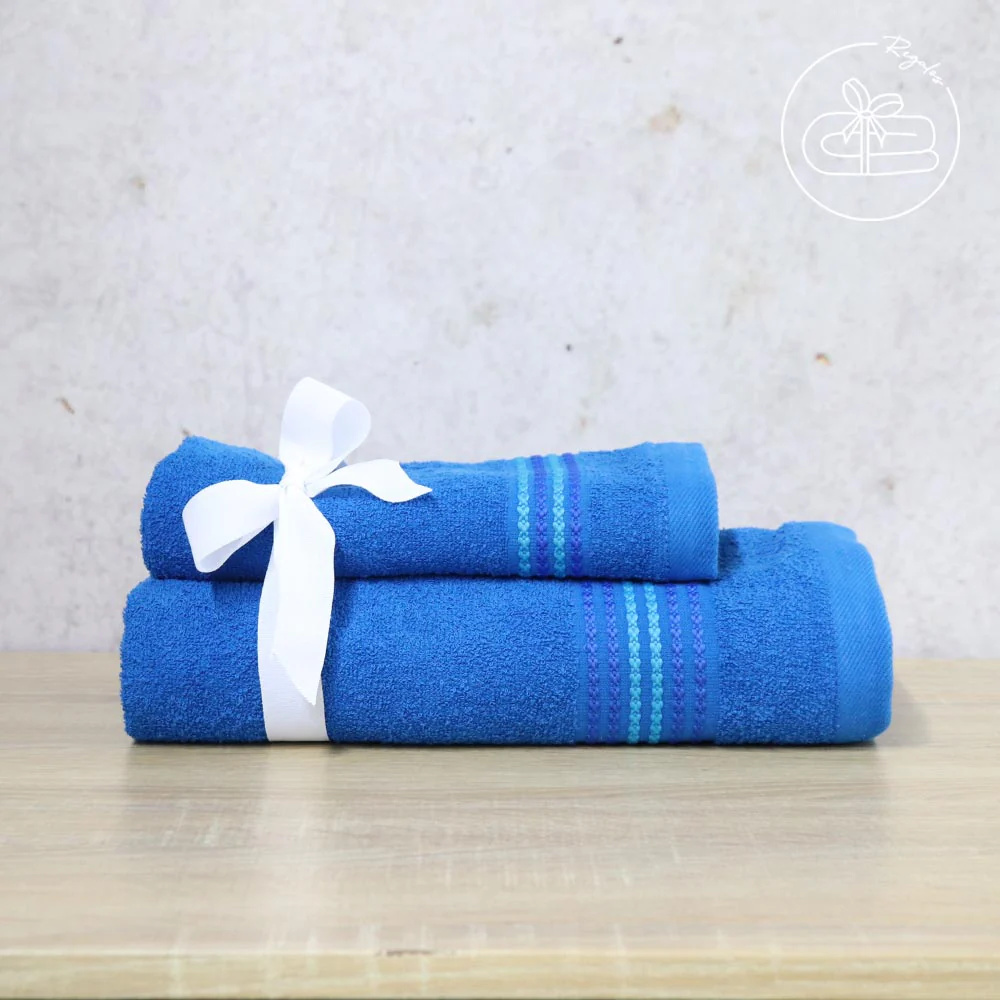 Juego de toallas bonette 1 de cuerpo y 1 de manos azul 350gr × 2 - Toallas | D' Ensueño